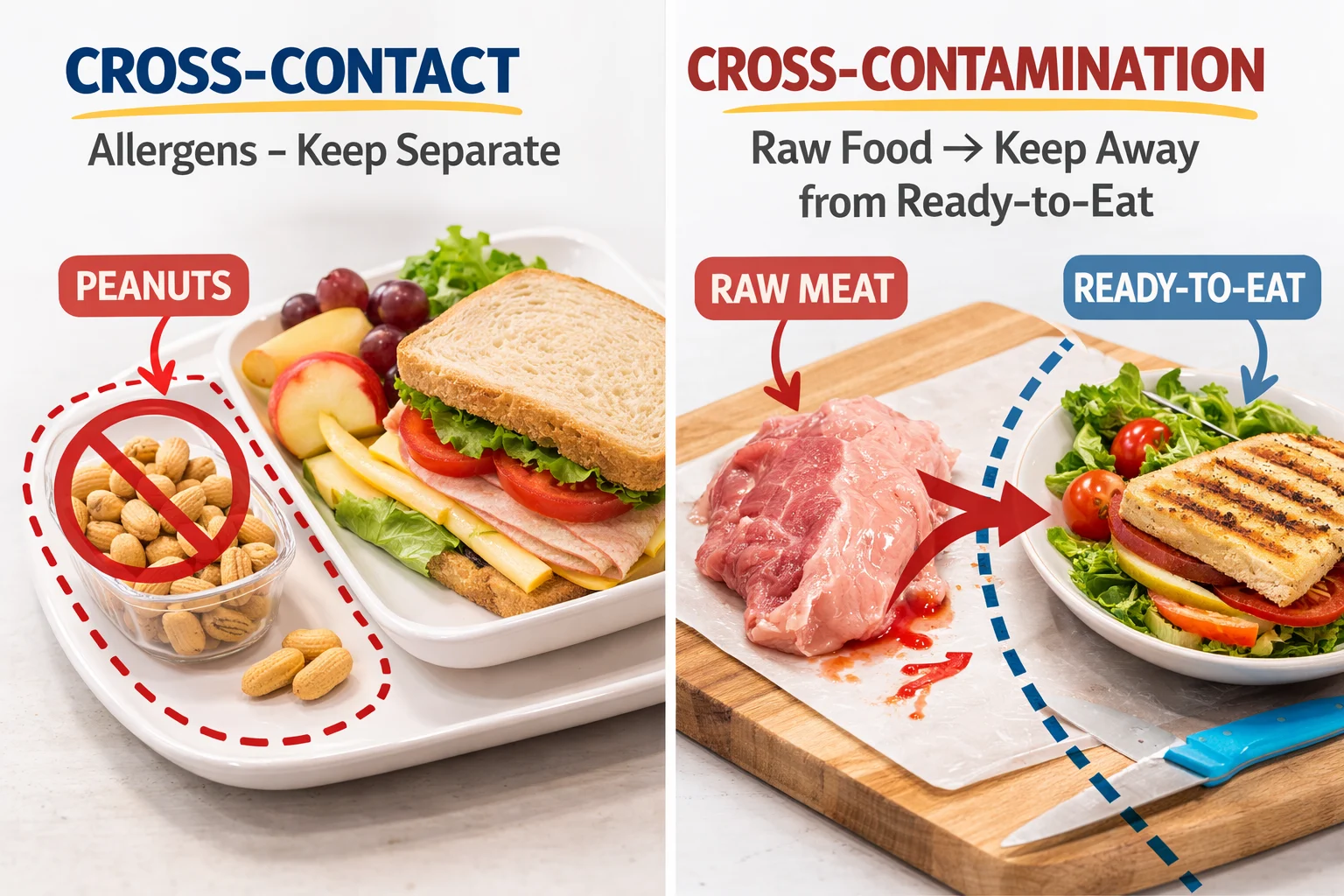 How Food Safety Training Defines Cross-Contact vs. Cross-Contamination
